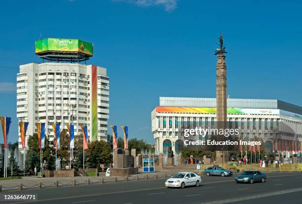 Republic Square with the Independence Monument, Almaty, Kazakhstan.