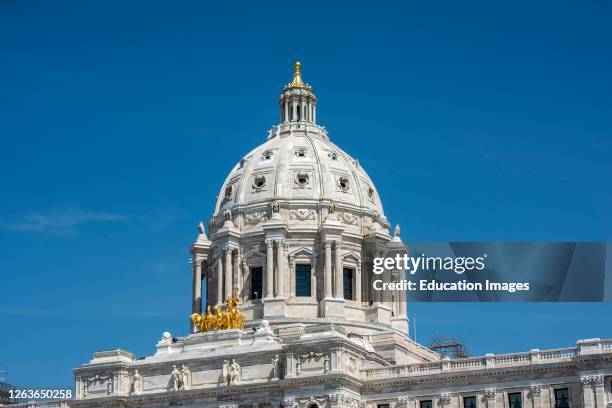 St. Paul, Minnesota, State capitol dome showing the golden horses.