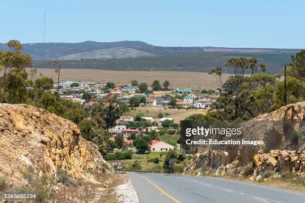 Napier, Overberg region, South Africa, The R316 highway approaching Napier a small town.