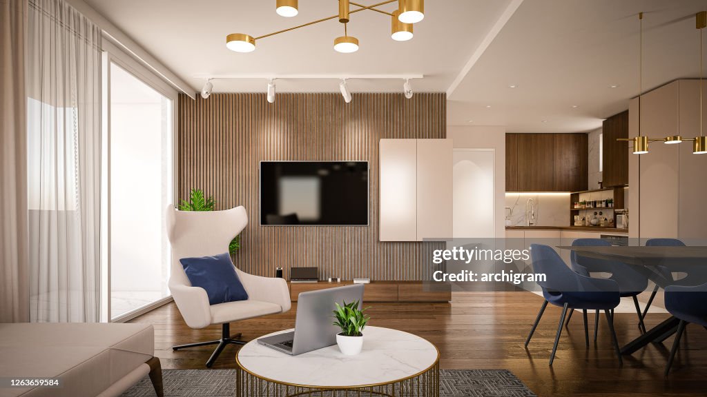 Interior Design Architecture Computer Generated Image Of Living Room ...