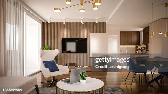 Interior Design Architecture Computer Generated Image Of Living Room ...