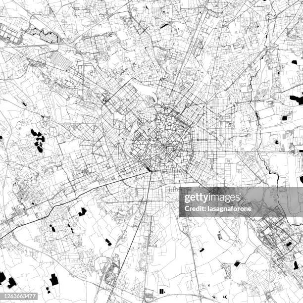 milan, italy vector map - milan map stock illustrations