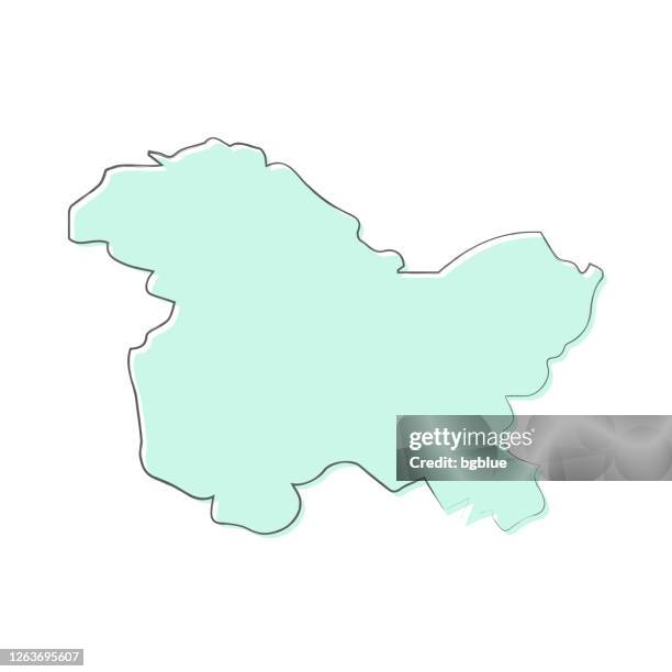 kashmir map hand drawn on white background - trendy design - pakistan map vector stock illustrations