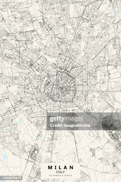 milan, italy vector map - milan map stock illustrations