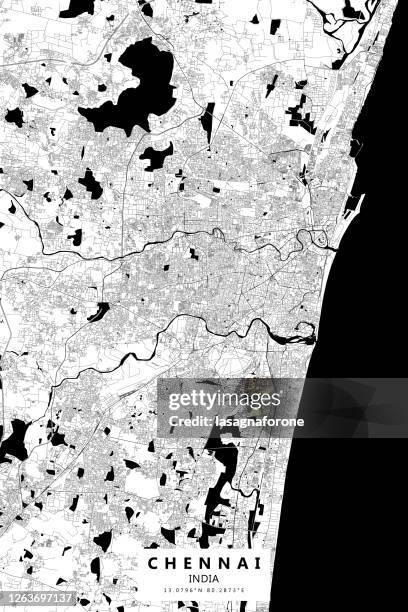 chennai, india vector map - marina beach stock illustrations