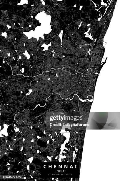 chennai, india vector map - indian ocean aerial stock illustrations