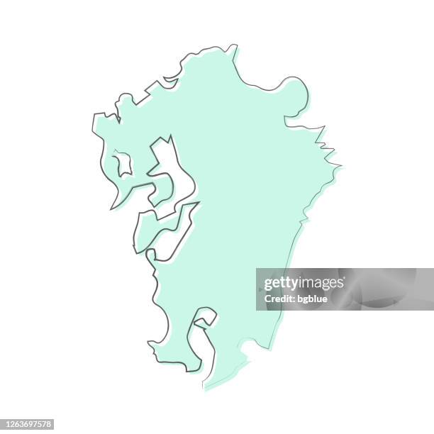 kyushu map hand drawn on white background - trendy design - kyushu stock illustrations