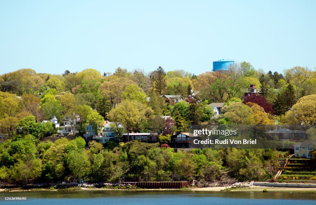 Sea Cliff homes on the shore of Hempstead Bay, NY.