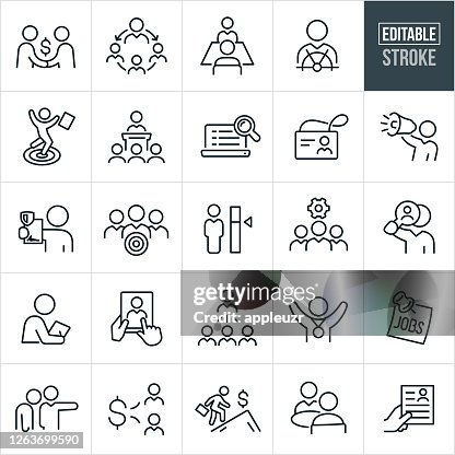 Human Resources Thin Line Icons - Editable Stroke Human Resources Thin Line Icons - Editable Stroke