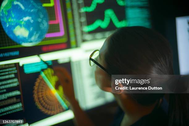 global research woman screen - news event stock pictures, royalty-free photos & images