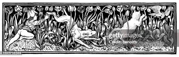 jagd auf den vogel - tulips cat stock-grafiken, -clipart, -cartoons und -symbole