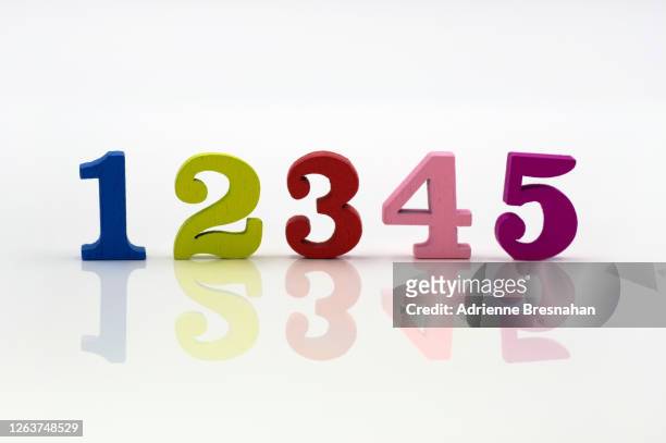 colorful wooden numbers - one through five - the number 5 stock pictures, royalty-free photos & images