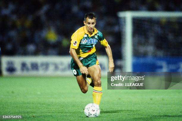 Pierre Littbarski of JEF United Ichihara in action during the J.League Suntory Series match between JEF United Ichihara and Yokohama Marinos at the...