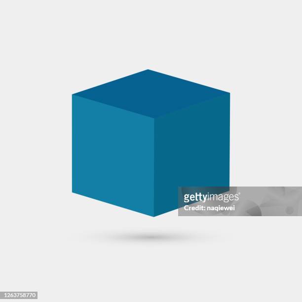 3d blue cube box pattern - three dimensional stock illustrations