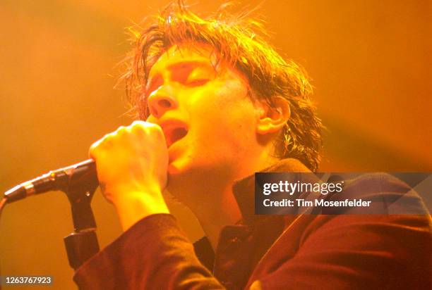 Julian Casablancas of The Strokes performs during Live 105's BFD at Shoreline Amphitheatre on June 11, 2004 in Mountain View, California.