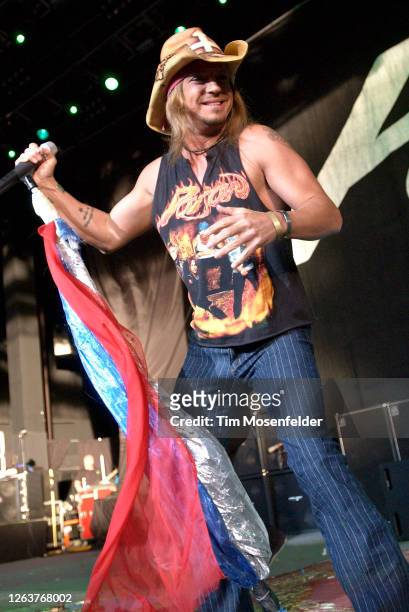 Bret Michaels of Poison performs during the band's "Rock the Nation" tour at Chronicle Pavilion on June 20, 2004 in Concord, California.