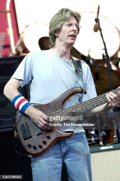 Phil Lesh of The Dead performs at Shoreline Amphitheatre on June 26, 2004 in Mountain View, California.