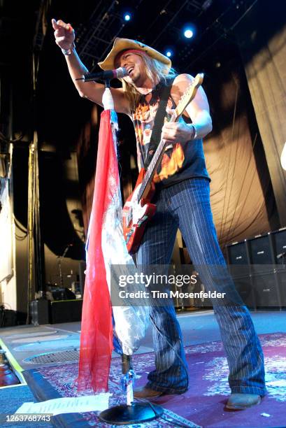 Bret Michaels of Poison performs during the band"s "Rock the Nation" tour at Chronicle Pavilion on June 20, 2004 in Concord, California.