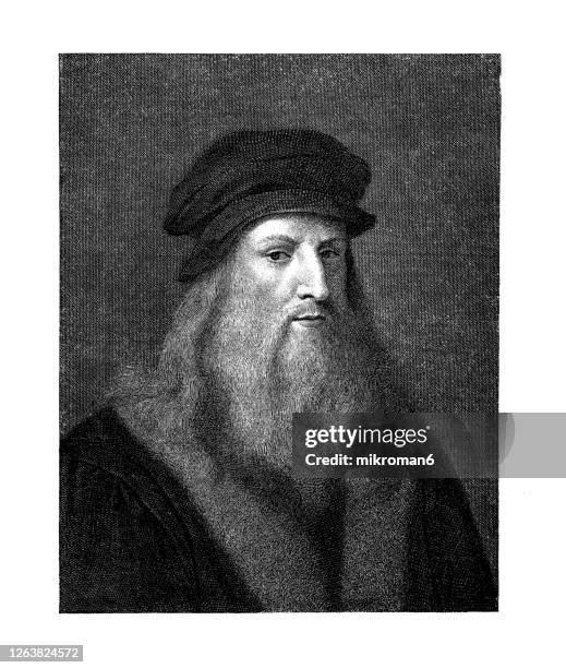 portrait of leonardo da vinci, italian artist and polymath, 1452 - 1519 - davinci stock-fotos und bilder