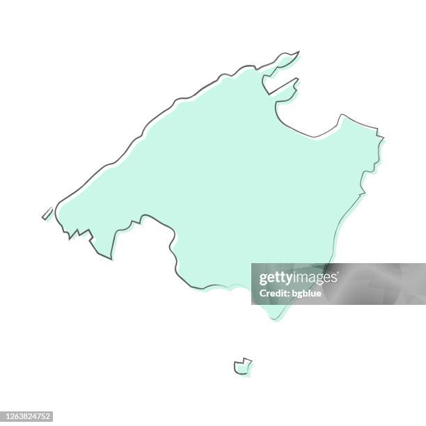 majorca map hand drawn on white background - trendy design - palma majorca stock illustrations