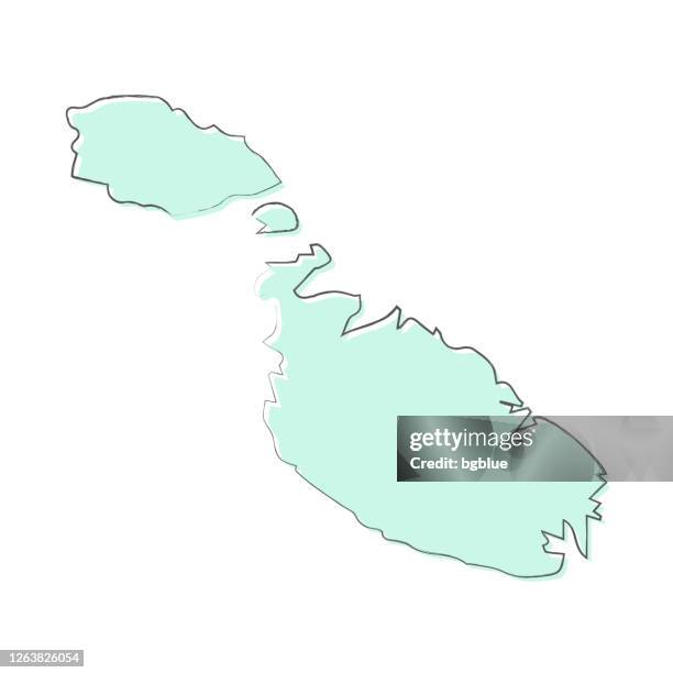 malta map hand drawn on white background - trendy design - malta stock illustrations