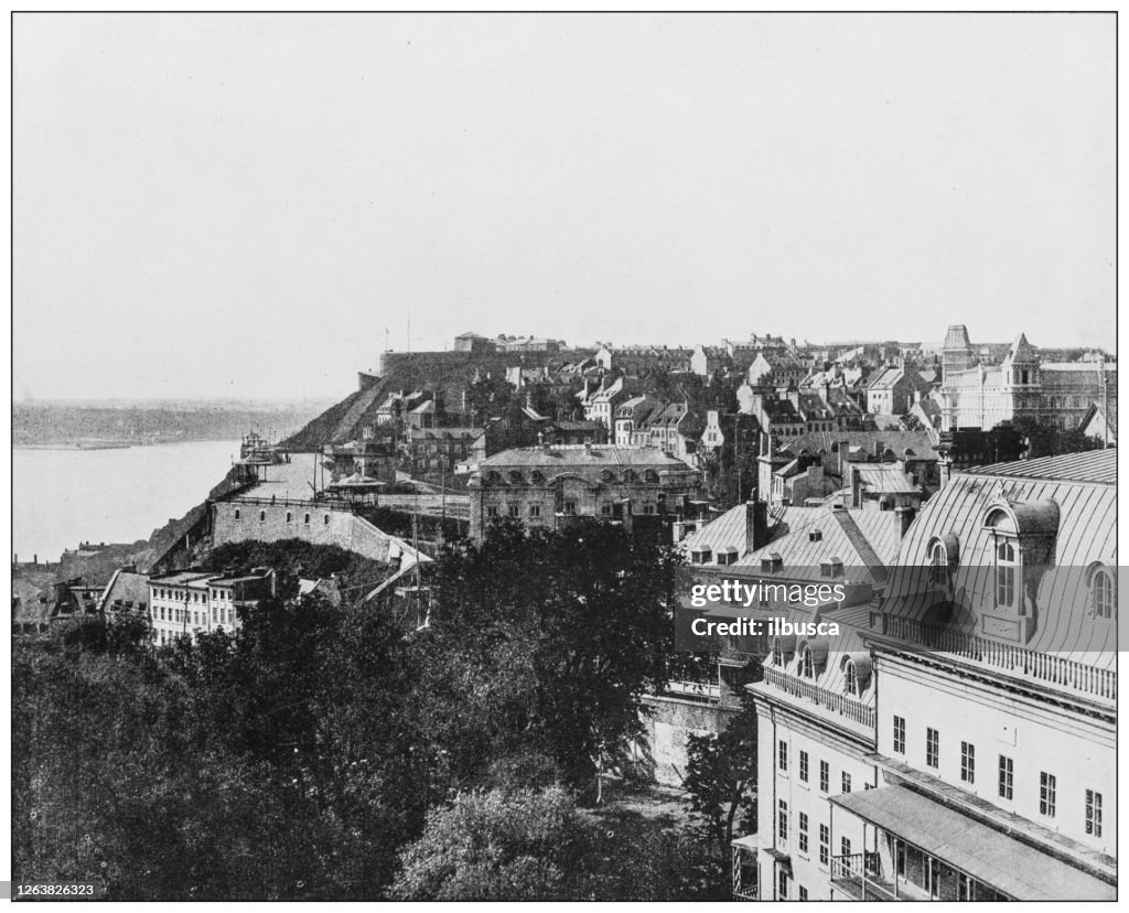 Antikes Schwarz-Weiß-Foto: Québec Stadt