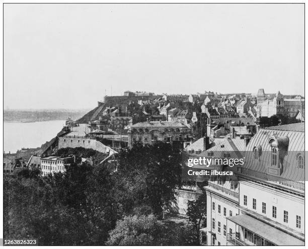 antique black and white photograph: quebec city - quebec city stock illustrations