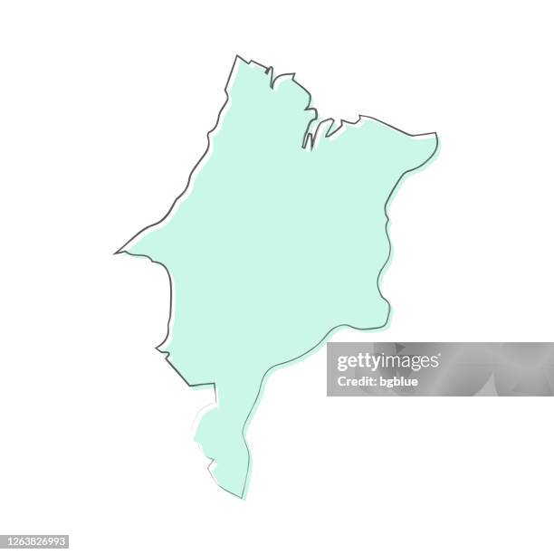 ilustrações, clipart, desenhos animados e ícones de mapa do maranhão desenhado à mão em fundo branco - design moderno - estado do maranhão