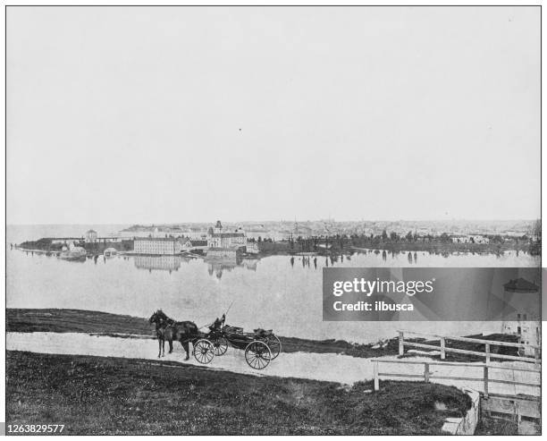 antique black and white photograph: kingston, canada - kingston ontario stock illustrations