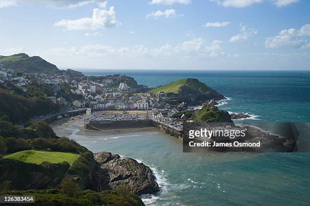a view over the seaside town of ilfracombe in north devon. - bay stock pictures, royalty-free photos & images