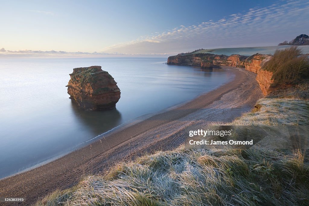 Ladram Bay at Sunrise in Winter. Jurassic Coast World Heritage Site. Devon. England. UK.