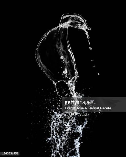 figures and abstract forms of water on a black background. - zusammenprall stock-fotos und bilder