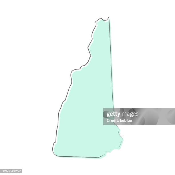 new hampshire map hand drawn on white background - trendy design - concord new hampshire stock illustrations
