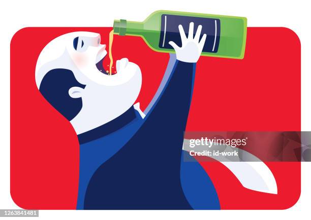 middle age man drinking beer - binge drinking stock illustrations