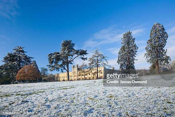 ashton court, bristol. north somerset. england. uk. - snow on grass stock pictures, royalty-free photos & images