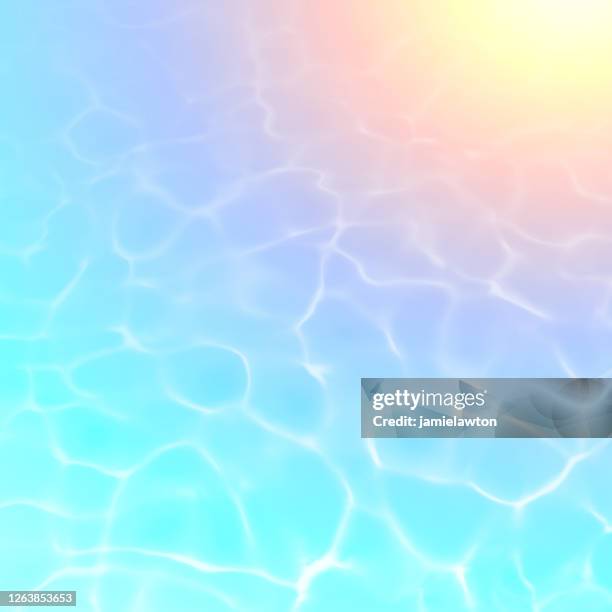 明るい色のホログラフィック夏の水面の背景と波紋と反射 - 海中点のイラスト素材／クリップアート素材／マンガ素材／アイコン素材