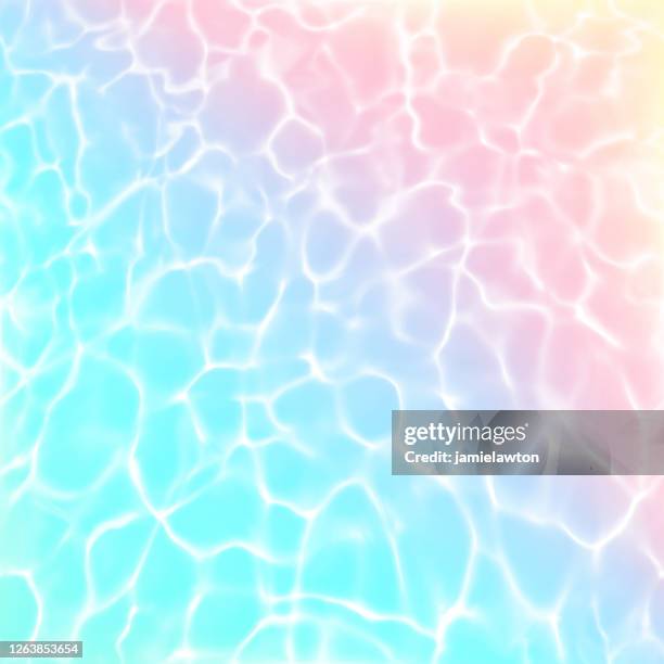 hell gefärbte holographische sommer wasser oberfläche hintergrund mit wellen und reflexionen - pool party stock-grafiken, -clipart, -cartoons und -symbole