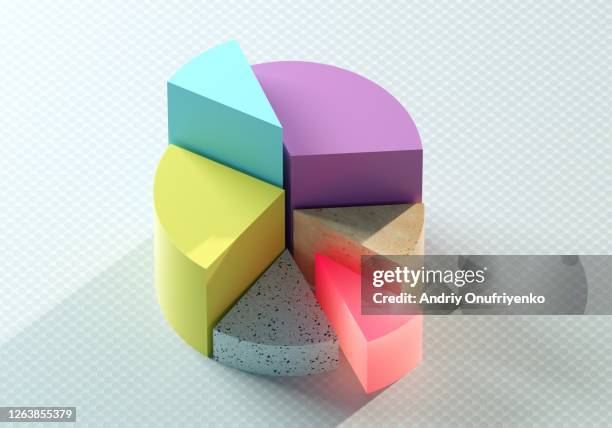 multicolored pie chart - 3d charts foto e immagini stock