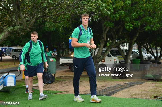 Ireland’s U20 team arrive prior to the the World Rugby U20 Championship 2023, group B match between Australia and Ireland at Paarl Gymnasium on June...