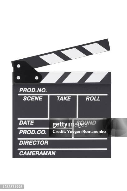 movie clapper isolated on white background - clapboard fotografías e imágenes de stock