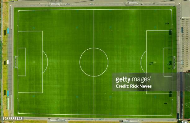 aerial view from soccer field - campionato foto e immagini stock