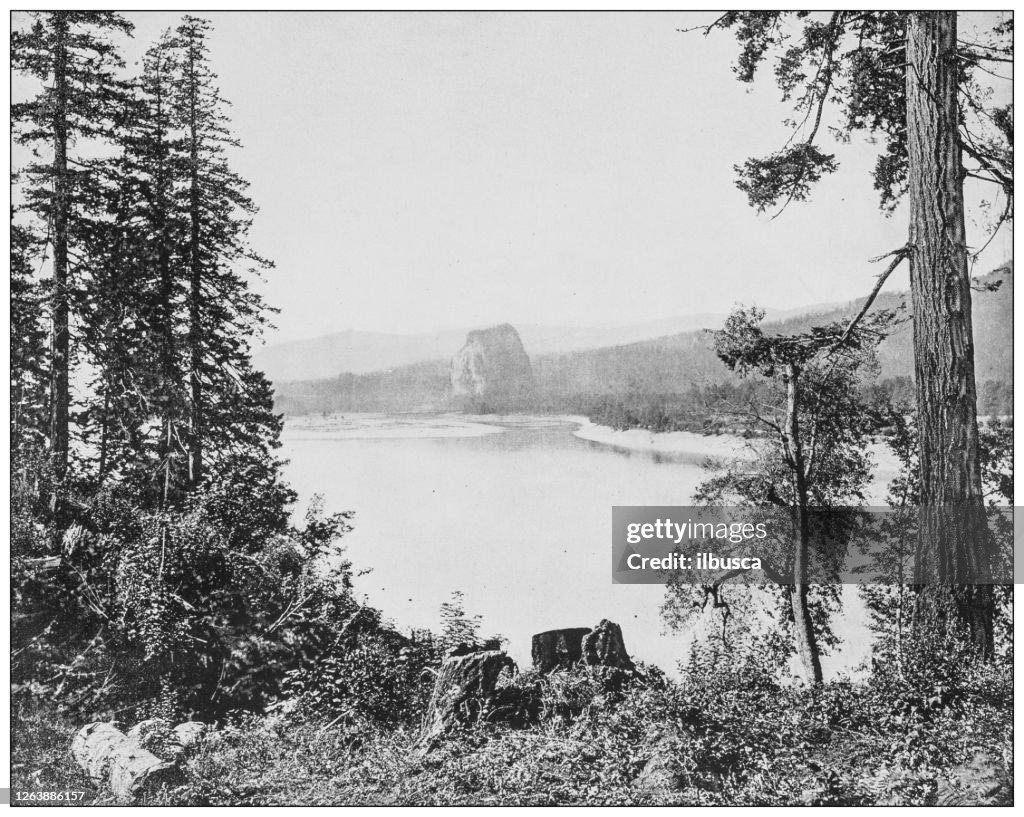 Antique black and white photograph: Castle Rock, Oregon