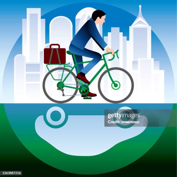 commuting to work by bicycle - commute stock illustrations