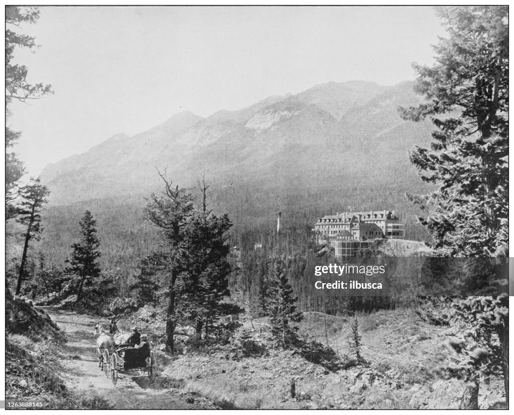 Antique black and white photograph: Banff, Canada