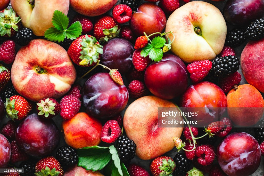 Various fruits and berries