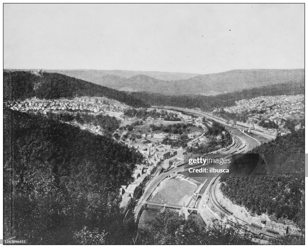 Antique black and white photograph: Mauch Chunk, Pennsylvania