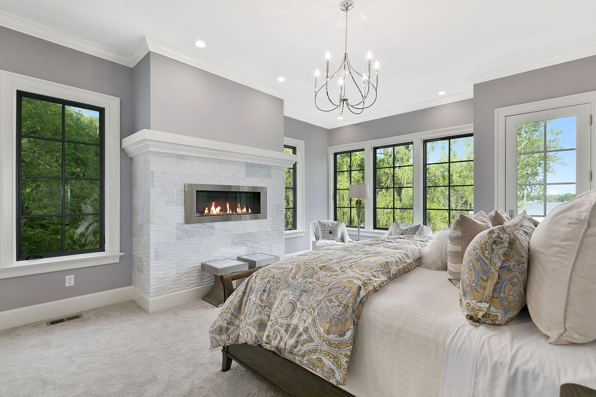 chandelier in bedroom