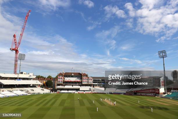 General view inside the stadium during Day 4 of the Bob Willis Trophy match between Surrey and Middlesex at The Kia Oval on August 04, 2020 in...