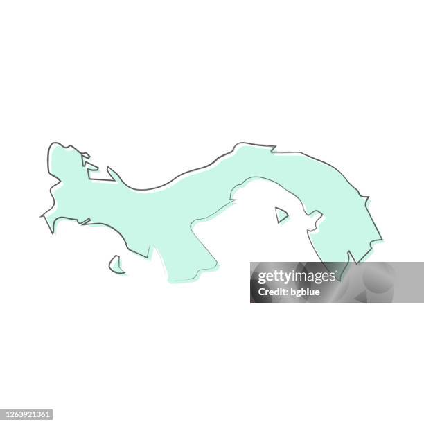 panama map hand drawn on white background - trendy design - panama stock illustrations