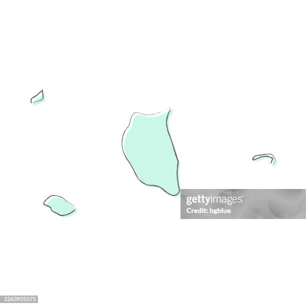 bildbanksillustrationer, clip art samt tecknat material och ikoner med pitcairn islands karta hand ritad på vit bakgrund - trendig design - pitcairnöarna